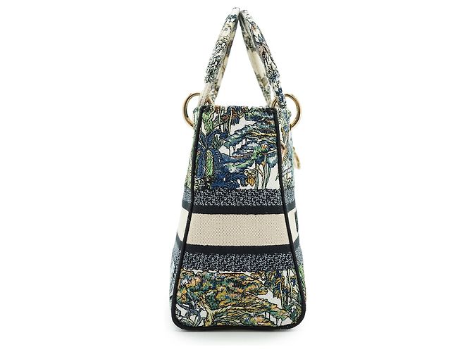 Lady Dior Medium Embroidered D-Lite Blanco Multicolor - vista 4