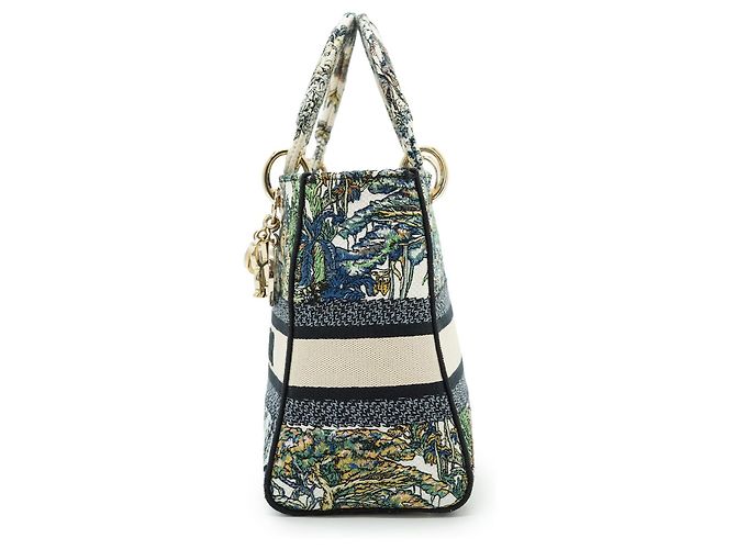 Lady Dior Medium Embroidered D-Lite Blanco Multicolor - vista 5