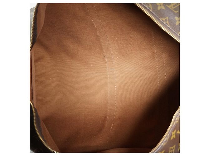 Louis Vuitton Monogram Keepall 55 Marrone Tela Pelle - vista 13