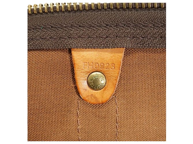 Louis Vuitton Monogram Keepall 55 Marrone Tela Pelle - vista 14