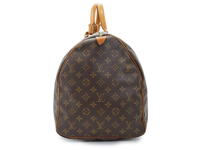 Louis Vuitton Monogram Keepall 55 Marrone Tela Pelle - vista 3