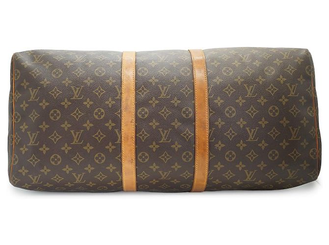 Louis Vuitton Monogram Keepall 55 Marrone Tela Pelle - vista 5