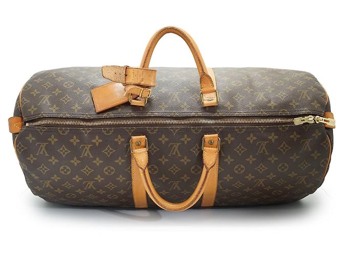 Louis Vuitton Monogram Keepall 55 Marrone Tela Pelle - vista 8