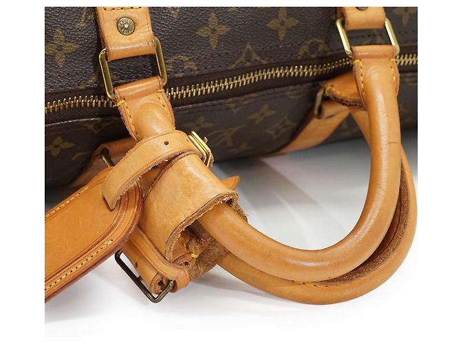 Louis Vuitton Monogram Keepall 55 Marrone Tela Pelle - vista 9