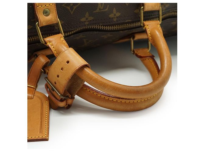 Louis Vuitton Monogram Keepall 60 Marrom Lona Couro - vista 10