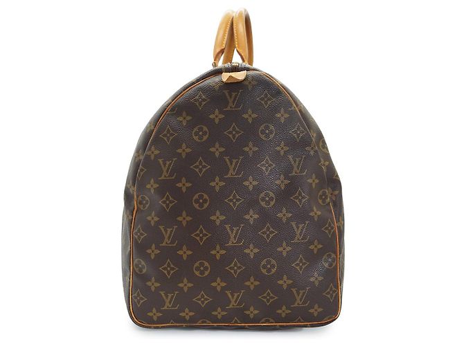Louis Vuitton Monogram Keepall 60 Marrom Lona Couro - vista 3