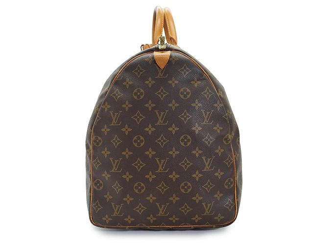 Louis Vuitton Monogram Keepall 60 Marrom Lona Couro - vista 4