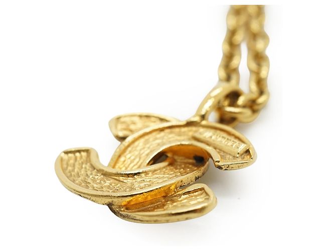 Chanel Vintage Small CC Matelassé Anhänger-Halskette Golden - Ansicht 10