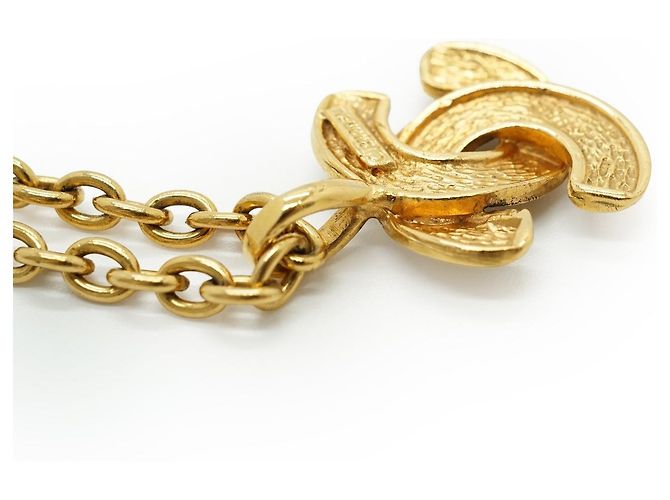 Chanel Vintage Small CC Matelassé Anhänger-Halskette Golden - Ansicht 11