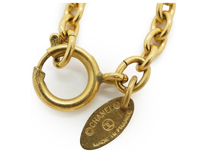 Chanel Vintage Small CC Matelassé Anhänger-Halskette Golden - Ansicht 12