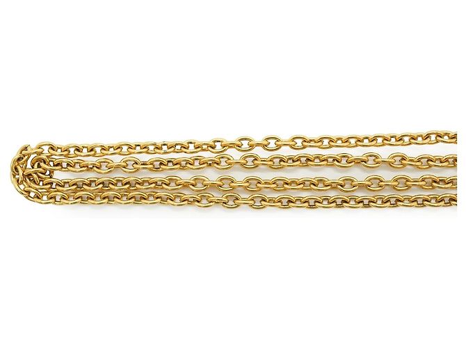 Chanel Vintage Small CC Matelassé Anhänger-Halskette Golden - Ansicht 14
