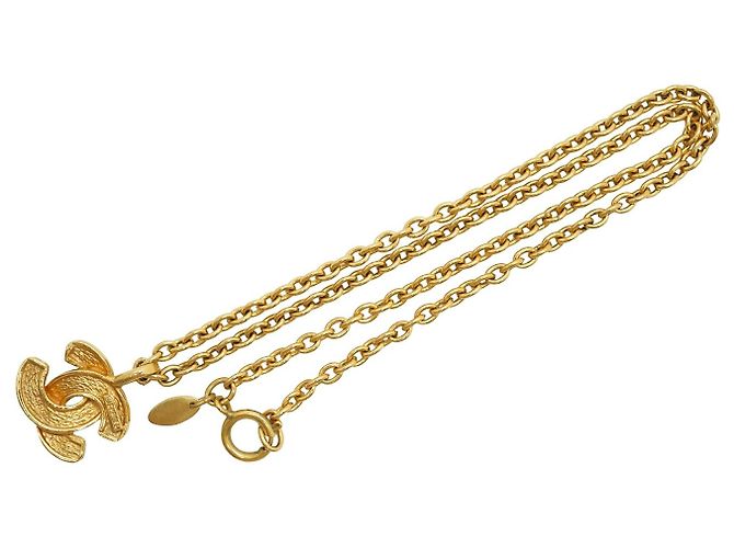 Chanel Vintage Small CC Matelassé Anhänger-Halskette Golden - Ansicht 3