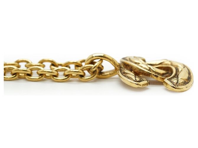 Chanel Vintage Small CC Matelassé Anhänger-Halskette Golden - Ansicht 7