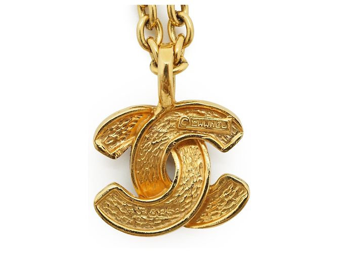Chanel Vintage Small CC Matelassé Anhänger-Halskette Golden - Ansicht 9
