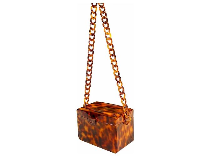 Chanel Sac Mini Box Plexiglas Écaille de Tortue Marron - vue 4