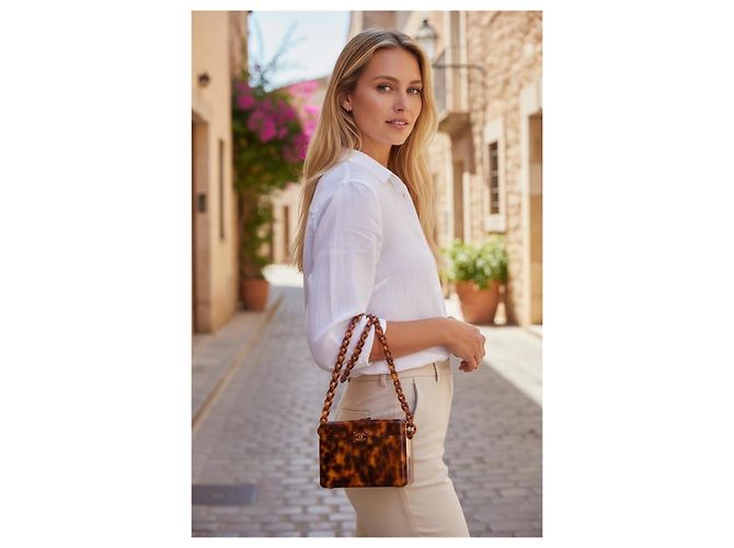 Chanel Sac Mini Box Plexiglas Écaille de Tortue Marron - vue 5