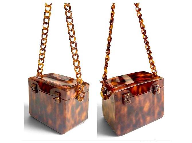 Chanel Sac Mini Box Plexiglas Écaille de Tortue Marron - vue 6