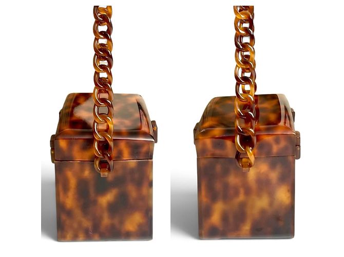 Chanel Sac Mini Box Plexiglas Écaille de Tortue Marron - vue 7