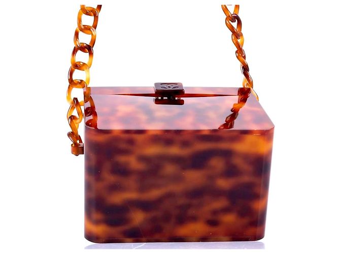 Chanel Sac Mini Box Plexiglas Écaille de Tortue Marron - vue 8