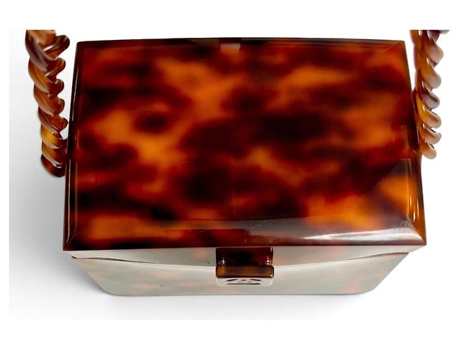 Chanel Sac Mini Box Plexiglas Écaille de Tortue Marron - vue 9