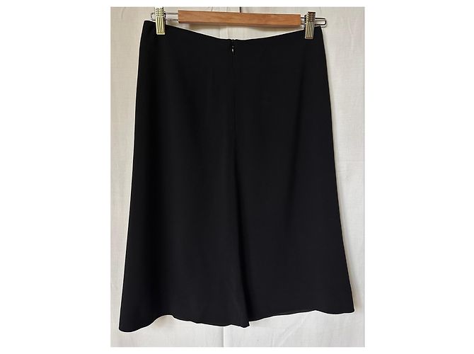 Autre Marque Falda línea A Metradamo de seda negra Negro - vista 3