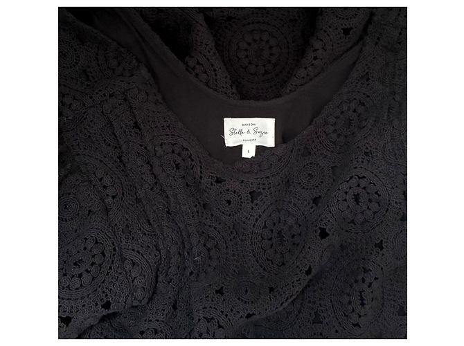 Autre Marque Maison Stella & Suzie Vestido Fedora de ganchillo negro - vista 5