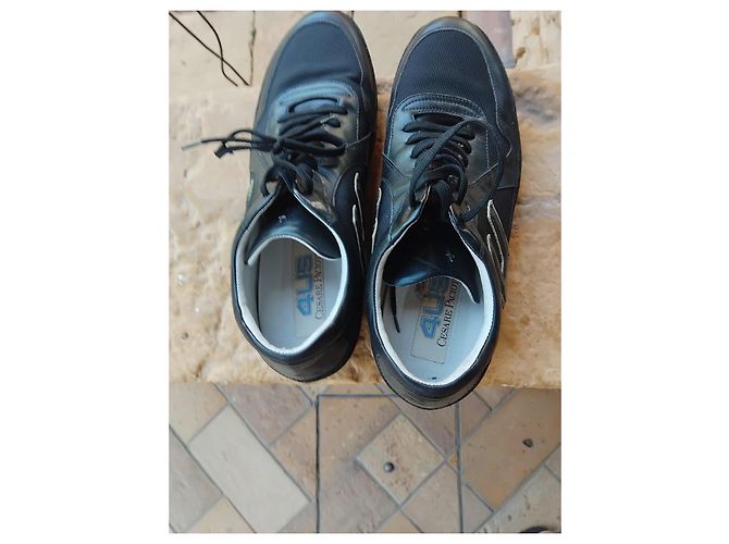 Cesare Paciotti Sneaker aus schwarzem Leder und Nylon - Ansicht 3