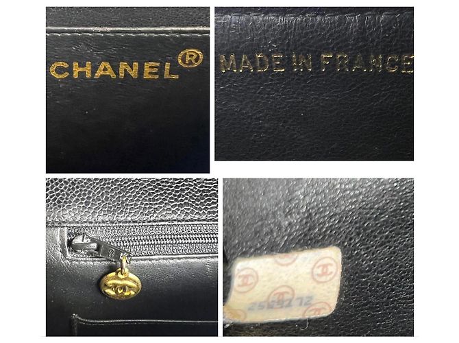 Chanel Porte-documents Classique XL Jumbo Cuir Caviar Noir Bijouterie dorée - vue 11