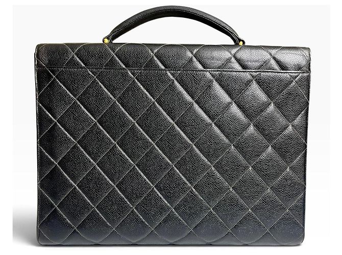 Chanel Porte-documents Classique XL Jumbo Cuir Caviar Noir Bijouterie dorée - vue 2