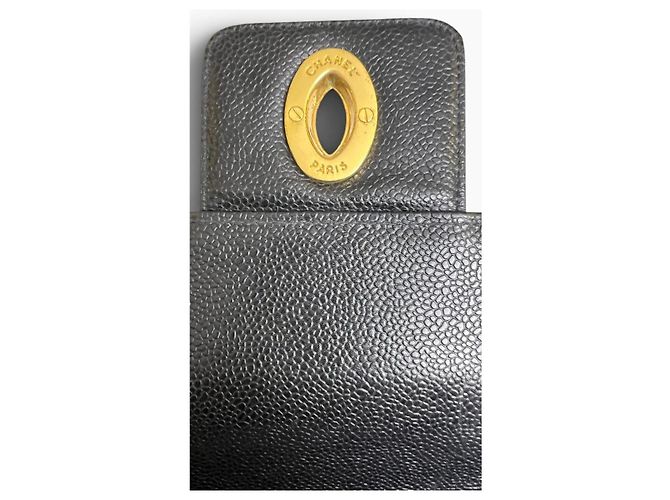 Chanel Porte-documents Classique XL Jumbo Cuir Caviar Noir Bijouterie dorée - vue 6