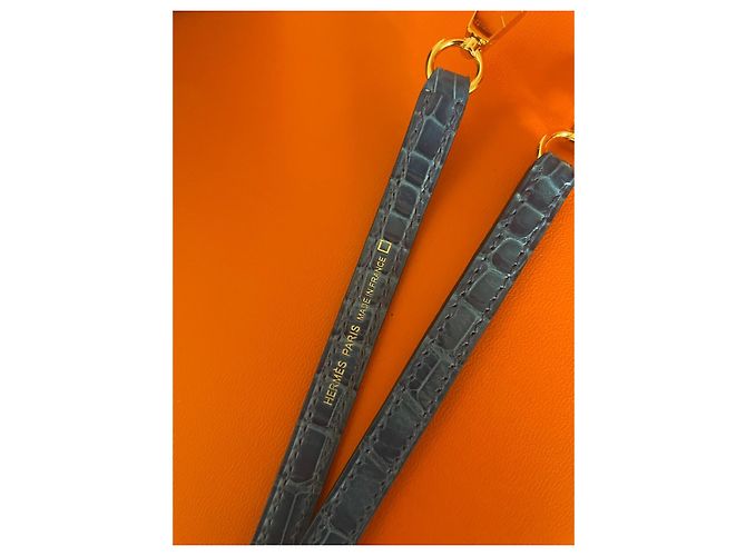 Hermès Kelly Mini II Alligator Mississippi Blu - vista 16
