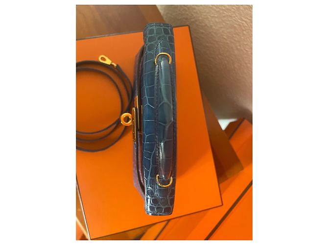 Hermès Kelly Mini II Alligator Mississippi Blu - vista 5