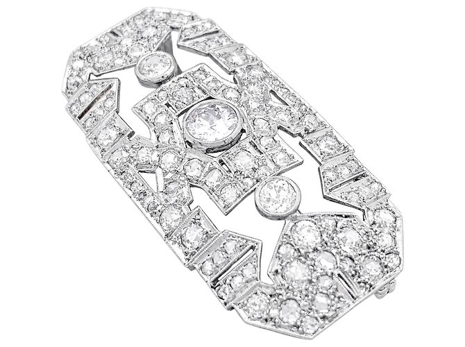 Autre Marque Art-Déco-Brosche aus Platin, Weißgold und Diamanten. - Ansicht 3