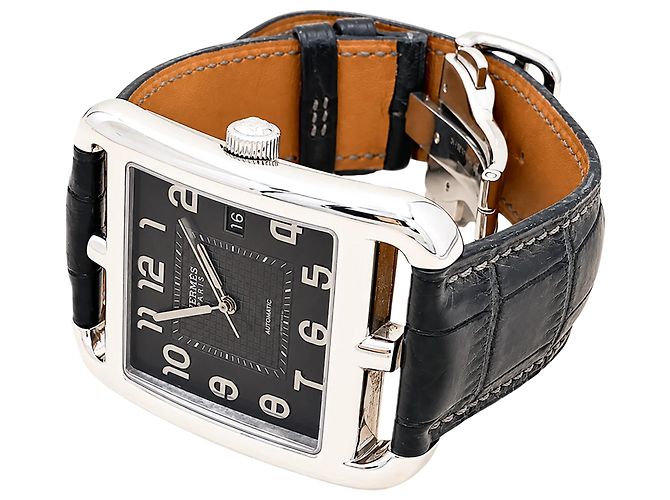 Reloj Hermès para Hombre, "Cape Cod", acero, cuero. Modelo muy grande. - vista 2