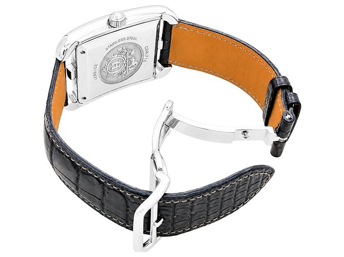 Reloj Hermès para Hombre, "Cape Cod", acero, cuero. Modelo muy grande. - vista 3