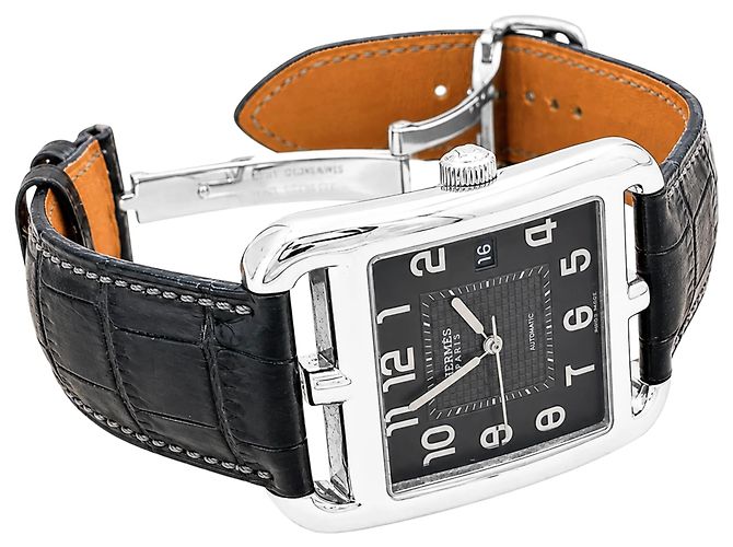 Reloj Hermès para Hombre, "Cape Cod", acero, cuero. Modelo muy grande. - vista 5