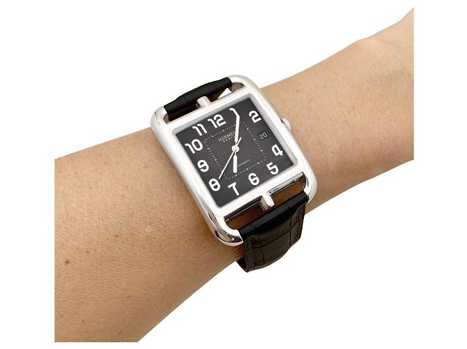 Reloj Hermès para Hombre, "Cape Cod", acero, cuero. Modelo muy grande. - vista 7