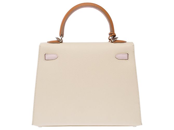 Hermès mala HERMES Kelly 25 em Couro Branco - 103980 - vista 4