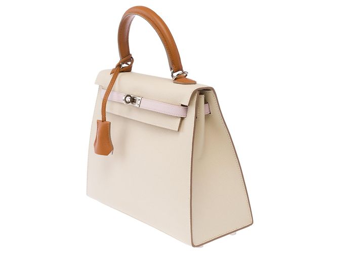 Hermès mala HERMES Kelly 25 em Couro Branco - 103980 - vista 5