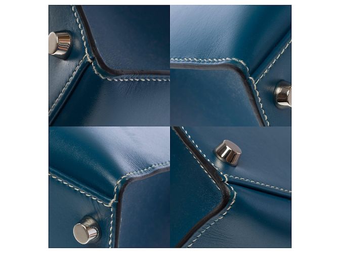Hermès Borsa HERMES Kelly 28 in Pelle Blu - 103999 - vista 12