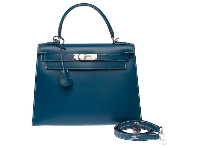 Hermès Borsa HERMES Kelly 28 in Pelle Blu - 103999 - vista 3