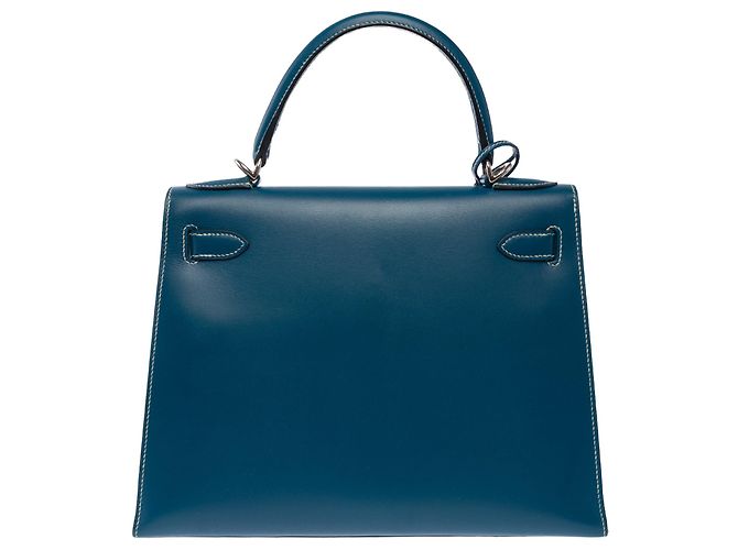 Hermès Borsa HERMES Kelly 28 in Pelle Blu - 103999 - vista 4