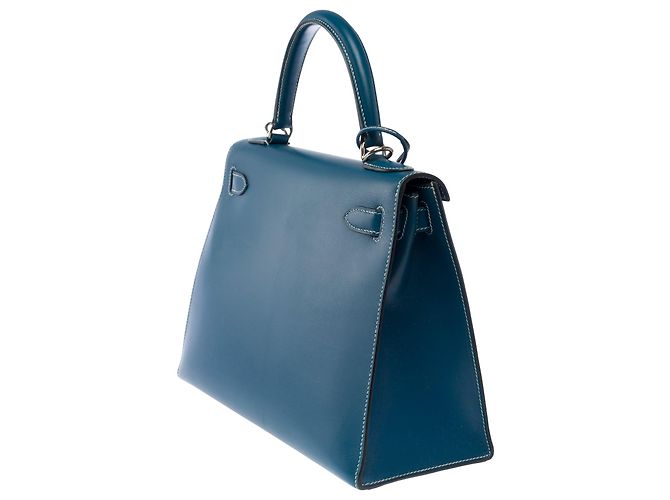 Hermès Borsa HERMES Kelly 28 in Pelle Blu - 103999 - vista 6