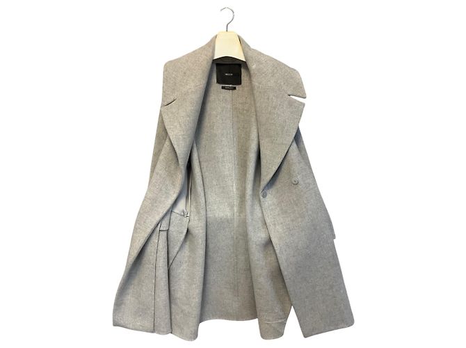 Max Mara Atelier mittellanger Mantel aus Kaschmir und Wolle in Hellgrau - Ansicht 4