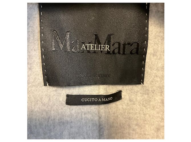 Max Mara Atelier mittellanger Mantel aus Kaschmir und Wolle in Hellgrau - Ansicht 5