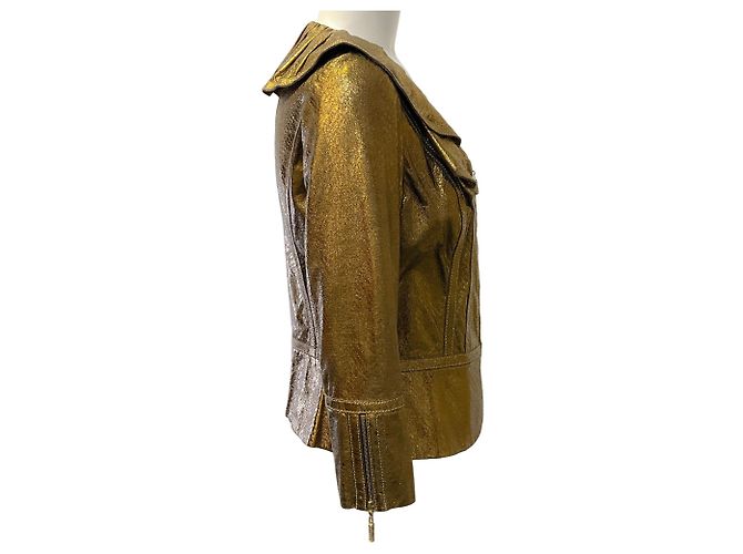 Autre Marque Giacca in pelle rame con volant St. John Couture D'oro - vista 2