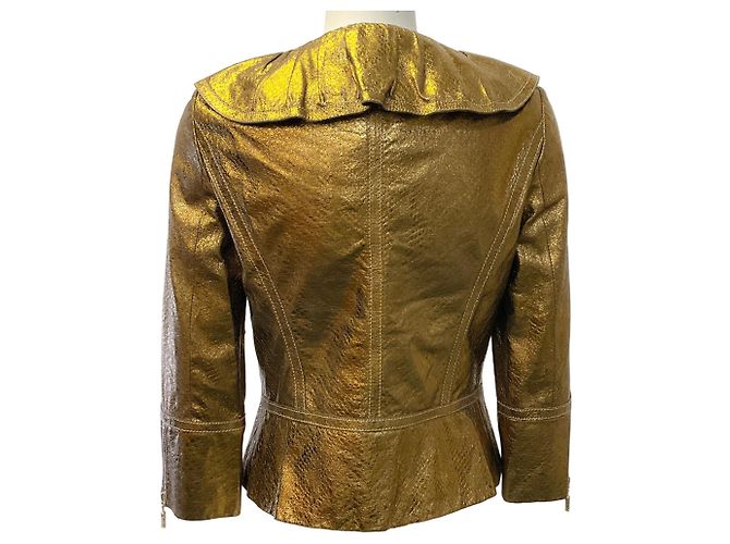 Autre Marque Giacca in pelle rame con volant St. John Couture D'oro - vista 3