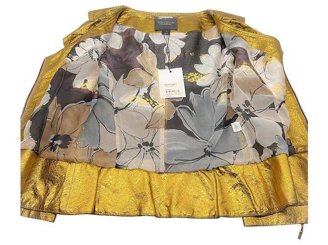 Autre Marque Giacca in pelle rame con volant St. John Couture D'oro - vista 4