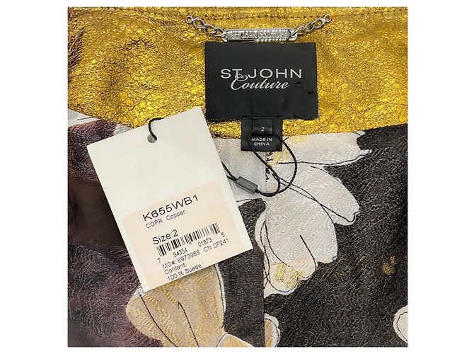 Autre Marque Giacca in pelle rame con volant St. John Couture D'oro - vista 5