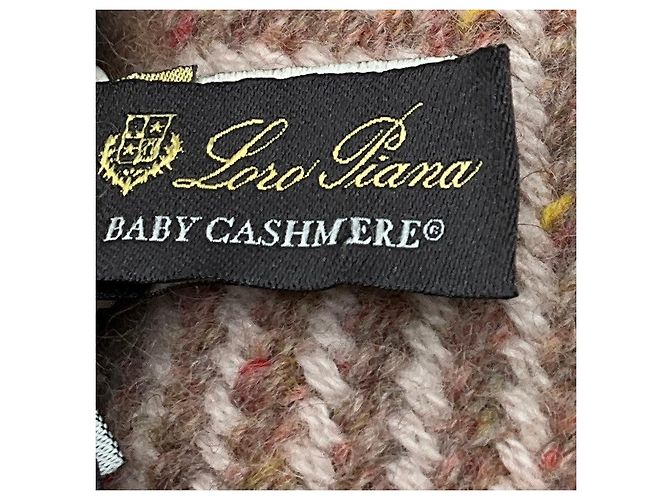 Loro Piana Sciarpa lunga in baby cashmere con motivo a spina di pesce e frange, rosa chiaro - vista 4